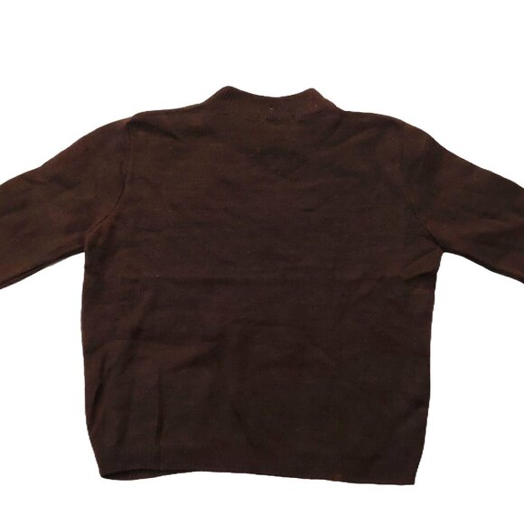 Vintage 1940s Long Sleeve Dark Brown Crew Neck Knit Sweater w/ 2 Front Pockets - Picture 6 of 10